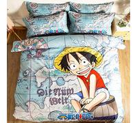 NICHIYO One Piece, set di biancheria da letto - copripiumino e federa, in microfibra, con stampa digitale 3D, 3 pezzi (copripiumino + federe) (3, Doubie 200 x 200 cm)