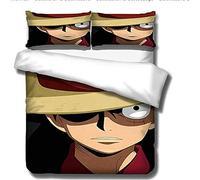 NICHIYO One Piece, set di biancheria da letto e federa, in microfibra, con stampa digitale 3D, 3 pezzi (copripiumino + federa) (2, Super King 220 x 260 cm)