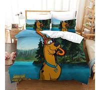 NICHIYO Scooby DOO - Set di biancheria da letto composto da copripiumino e federa, in microfibra, stampa digitale 3D, 3 pezzi (copripiumino + federe) (21, singolo 135 x 200 cm)