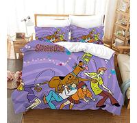 Nichiyo Scooby DOO - Set di biancheria da letto composto da copripiumino e federe, in microfibra, con stampa digitale 3D, 3 pezzi (copripiumino + federe) (5, singolo 135 x 200 cm)