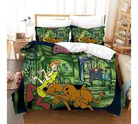 Nichiyo Scooby DOO - Set di biancheria da letto composto da copripiumino e federe, in microfibra, con stampa digitale 3D, 3 pezzi (copripiumino + federe) (11, singolo 135 x 200 cm)