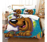 NICHIYO Scooby DOO Set di biancheria da letto, copripiumino e federa, in microfibra, stampa digitale 3D, 3 pezzi (copripiumino + federe) (12,Super King 220 x 260 cm)