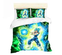 NICHIYO, set di biancheria da letto Dragon Ball - copripiumino e federa, in microfibra, stampa digitale 3D, 3 pezzi (copripiumino + federe) (3,Double 200 x 200 cm)