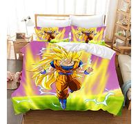 NICHIYO, set di biancheria da letto Dragon Ball - copripiumino e federa, in microfibra, stampa digitale 3D, 3 pezzi (copripiumino + federe) (5,Double 200 x 200 cm)