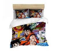 NICHIYO, set di biancheria da letto Dragon Ball - copripiumino e federa, in microfibra, stampa digitale 3D, 3 pezzi (copripiumino + federe) (3,Double 200 x 200 cm)