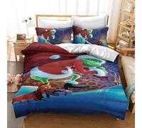 Nichiyo, set di biancheria da letto The Grinch, copripiumino e federa, in microfibra, stampa digitale 3D (copripiumino + federe) (1, Doubie 200 x 200 cm)