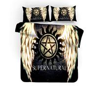 NICHIYO Supernatural Season, set di biancheria da letto composto da copripiumino e federa, in microfibra, stampa digitale 3D (copripiumino e federe) (9,King 240 x 220 cm)