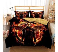 NICHIYO The Hunger Games - Set di biancheria da letto con copripiumino e federa, in microfibra, stampa digitale 3D, 3 pezzi (1,200 x 230 cm + 80 x 80 cm)
