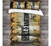 NICHIYOBI Grey's Anatomy Set di biancheria da letto - copripiumino e federa, in microfibra, stampa digitale 3D (6,Single 135 x 200 cm + 80 x 80 cm)