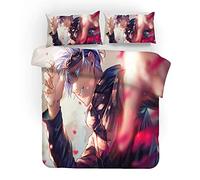 NICHIYOBI Jujutsu Kaisen - Set copripiumino e federa, in microfibra, con stampa digitale 3D, 3 pezzi (6, letto singolo 135 x 200 cm)