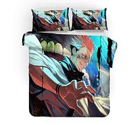NICHIYOBI Jujutsu Kaisen - Set copripiumino e federa, in microfibra, stampa digitale 3D (17,King 240 x 220 cm)