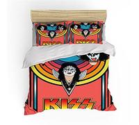 NICHIYOBI Kiss Army - Set copripiumino e federa, in microfibra, stampa digitale 3D, 3 pezzi (6,Double 200 x 200 cm + 80 x 80 cm)