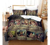 NICHIYOBI ONE Piece, set copripiumino e federa, in microfibra, con stampa digitale 3D, set da 3 pezzi (1, letto matrimoniale 240 x 220 cm + 80 x 80 cm)