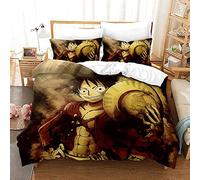 NICHIYOBI One Piece, set copripiumino e federa, in microfibra, con stampa digitale 3D, set da 3 pezzi (13, SK 260 x 220 cm+80 x 80 cm)