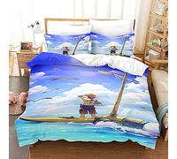 NICHIYOBI ONE Piece, set copripiumino e federa, in microfibra, con stampa digitale 3D, set da 3 pezzi (14, letto singolo 135 x 200 cm)