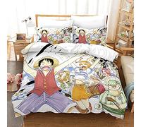 NICHIYOBI ONE Piece, set copripiumino e federa, in microfibra, con stampa digitale 3D, set da 3 pezzi (2, letto matrimoniale 200 x 200 cm)