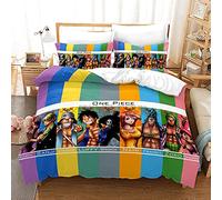 NICHIYOBI ONE Piece, set copripiumino e federa, in microfibra, con stampa digitale 3D, set da 3 pezzi (3, letto matrimoniale 240 x 220 cm)