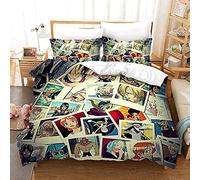 NICHIYOBI ONE Piece, set copripiumino e federa, in microfibra, con stampa digitale 3D, set da 3 pezzi (6, letto matrimoniale 200 x 200 cm)