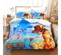 NICHIYOBI ONE Piece, set copripiumino e federa, in microfibra, con stampa digitale 3D, set da 3 pezzi (7, letto matrimoniale 240 x 220 cm + 80 x 80 cm)