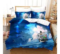 NICHIYOBI One Piece - Set copripiumino e federa, in microfibra, stampa digitale 3D (22,Double 200 x 200 cm)