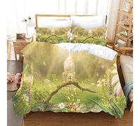 NICHIYOBI Pikmin, set di biancheria da letto con copripiumino e federa, in microfibra, stampa digitale 3D, 3 pezzi (2,SK 260 x 220 cm + 80 x 80 cm)