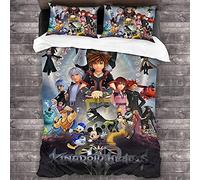 NICHIYOBI - Set copripiumino e federa a tema Kingdom Hearts con Sora, Riku e Kairi, in microfibra, con stampa digitale 3D, 3 pezzi (modello 9, per letto King da 240 x 220 cm)