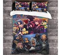 NICHIYOBI - Set copripiumino e federa a tema Kingdom Hearts con Sora, Riku e Kairi, in microfibra, con stampa digitale 3D, 3 pezzi (modello 3, per letto singolo da 135 x 200 cm)