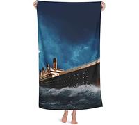 NICHIYOBI Titanic, telo da spiaggia con stampa digitale 3D, asciugamano da viaggio, morbido e resistente alla luce (4,70 cm x 140 cm)
