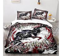 NICHIYOBI Venom: Let There Be Carnage, set copripiumino e federa, in microfibra, stampa digitale 3D (8,135 x 200 cm + 80 x 80 cm x 2)