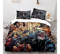NICHIYOBI Venom Set di biancheria da letto con copripiumino e federa, in microfibra, stampa digitale 3D, 3 pezzi (18,135 x 200 cm + 50 x 75 cm x 2)
