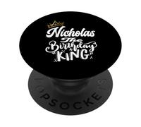 Nicholas - Maglietta da uomo con scritta "Il re del compleanno" PopSockets PopGrip Adesivo