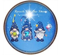 Nichpedr Retro Round Sign Reach for The Stars Galaxy Gnome Home Decor Vintage Metal Tin Signs Coffee Shop Plate Iron Painting Warn Funny Humorous Bar Pub Restaurant Kitchen Tin Sign Wall 12 X12 in