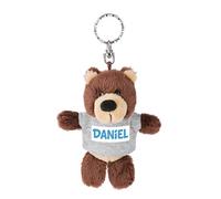 NICI 44669-Portachiavi a Forma di Orso con Maglietta Daniel, 10 cm, Colore Marrone, 44669