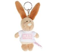 Nici 44702 - Portachiavi a Forma di Coniglio con Maglietta Beste Schwester, 10 cm, Colore: Beige