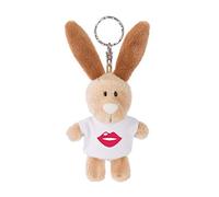 NICI- Portachiavi 44728-Portachiavi a Forma di Coniglio con t-Shirt Kussmund, Colore Beige, 10 cm, 44728