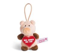 NICI 44867 - Ciondolo a Forma di Maiale con Scritta Bin Immer bei dir 8 cm, Colore: Rosa/Marrone