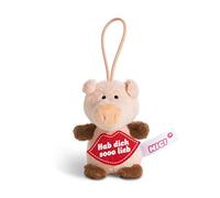 NICI 44868 Ciondolo a Forma di Maiale con Scritta HAB Dich sooo Lieb 8 cm con Anello, Colore Rosa/Marrone
