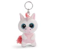 NICI 45551 Schlüsselanhänger Einhorn 9cm Unicorno Milky-Fee Glubschis 9 cm, con Grandi Occhi Glitterati, Peluche con Portachiavi, Cartoni Animati, Colore Bianco/Rosa