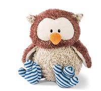 Nici 46092 - Gufo di peluche Oscar con testa girevole, 35 cm, a righe, colore: Marrone/Blu