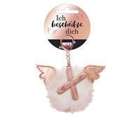NICI 46992 - Ciondolo da Tasca con Pompon Protettivo, Lettera X, Bianco/Oro