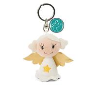 NICI 47527 - Portachiavi a Forma di Stella, 7 cm, con Ciondolo a Forma di Angelo Custode, Colore: Bianco/Oro