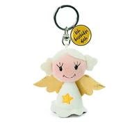 NICI 47528 - Portachiavi a Forma di Stella, 7 cm, Motivo: Angelo Custode, Bianco/Oro