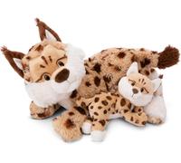 NICI Peluche Lince Mamma 40 cm & Bambino 20 cm sdraiato beige - Simpatico peluchetto sostenibile con imbottitura morbida per giochi e coccole, perfetto come idea regalo per bambini e adulti