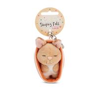 NICI 61604 Sleeping Pets Portachiavi a forma di leprotto nel cestino, compagno fedele per lo zaino o la borsa di grandi e piccini, 8 cm, marrone