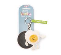 NICI 61801 Portachiavi a Forma di Uovo al tegamino, con Scritta Happy Birthday, Compagno Fedele per Lo Zaino o la Borsa di Grandi e piccini, 7 cm, Bianco, Colore, S
