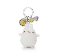 NICI 62215 Portachiavi in peluche di Molang, compagno fedele per lo zaino o la borsa di grandi e piccini, 6 cm, bianco