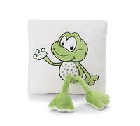 NICI-62283 Cuscino in Peluche con Motivo ranocchio Frog, Morbido e Ideale per Le Coccole di Bambini e Adulti, per casa, Asilo o in Viaggio, 30 x 30 cm, Bianco, Colore Frosh Fridolin, 62283