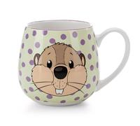 NICI 62287 Tazza Mug in Porcellana con Manico, Motivo Castoro Harry Woodsnacker e ranocchio Fridolin Frog, per tè, caffè, Bevande Fredde e Calde, 400 ml, 8 x 9 cm, Verde