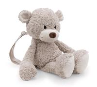 NICI 62328 Zainetto di peluche a forma di orso Finni, per asilo o scuola materna, unisex, spalline regolabili, chiusura con cerniera, 40 cm, grigio