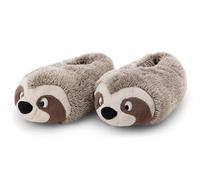 NICI-62451 Pantofole in Peluche per Bambini e Adulti, Motivo Bradipo Izzy Icetumbler, Calde e con Suola Antiscivolo, Numero 36-39, Colore Beige, 62451